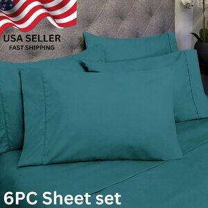 6PC FULL Sweet Home Collection 1500 Thread Count Sheet Set - Teal